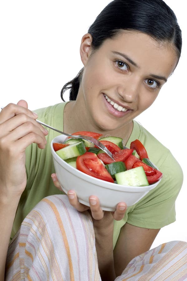 Girl eating salad