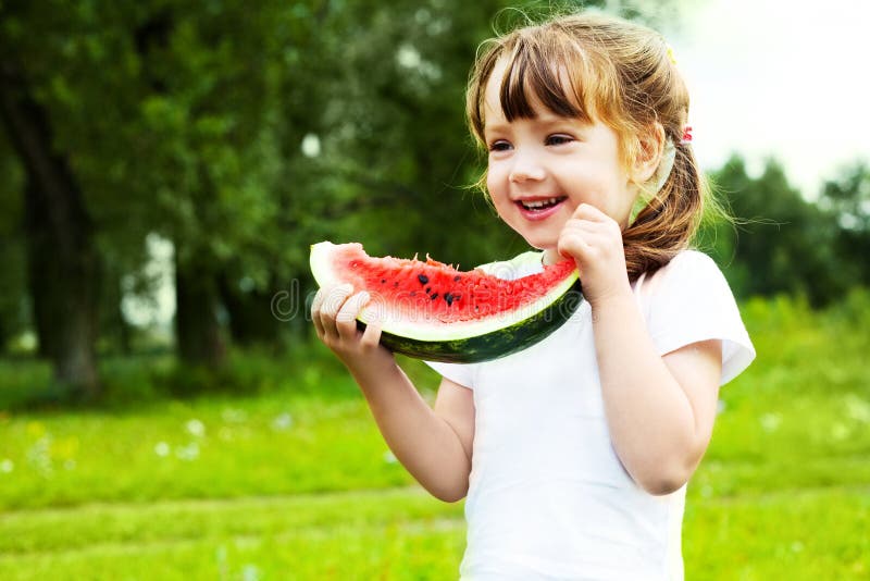 Girl eating watermelon