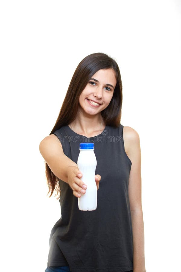 brunette and her bottle