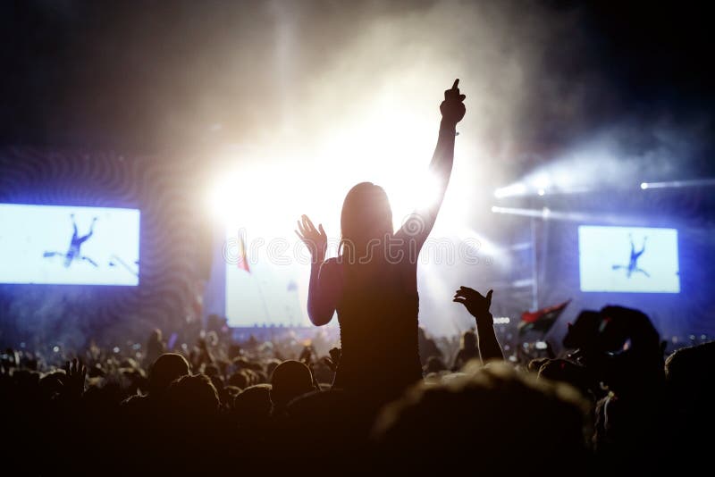 Girl Enjoying the Music Festival Concert. Editorial Image - Image of ...