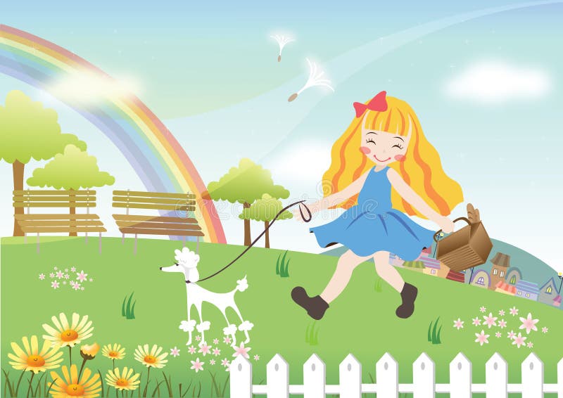 Girl enjoying picnic. Vector illustration decorative design royalty free illustration