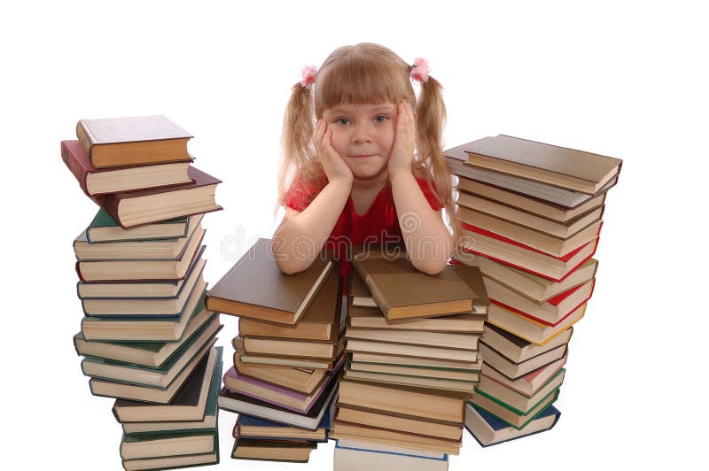 The girl in an environment of books