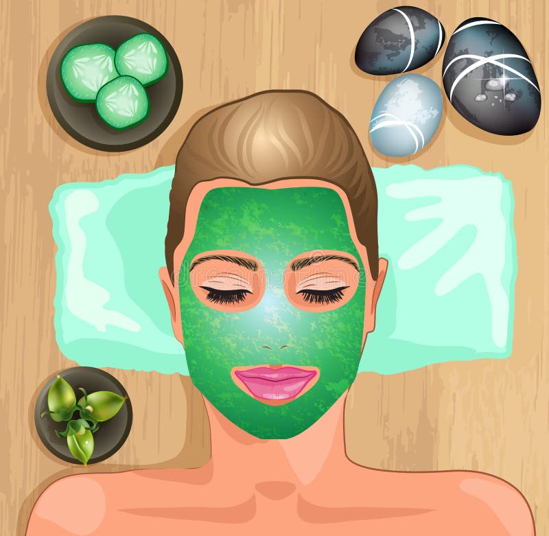 Girl with facial hydrating mask vector illustration Girl with facial hydrating mask vector illustration