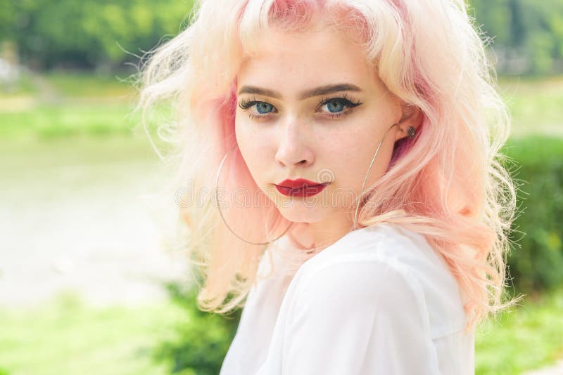 Girl with fashion makeup. Hair loss and care. Beauty salon and hairdresser. Makeup cosmetics and skincare. Fashion royalty free stock images Girl with fashion makeup. Hair loss and care. Beauty salon and hairdresser. Makeup cosmetics and skincare. Fashion royalty free stock images
