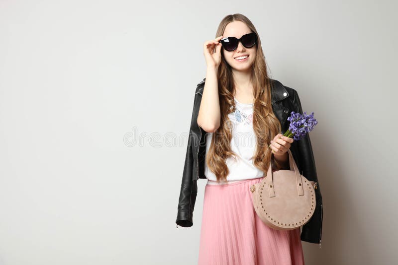 Girl in fashionable spring clothes royalty free stock image Girl in fashionable spring clothes royalty free stock image