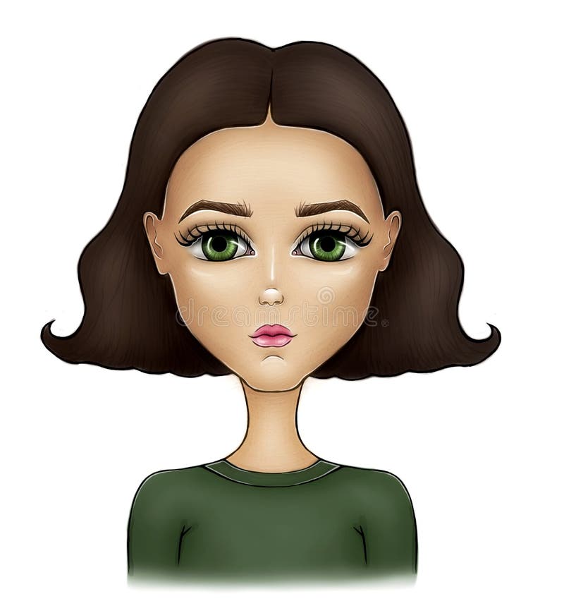 Girl Female Character Green Eyes Brown Hair Illustration Stock Illustration - Illustration of short, haircut: 148270787 Girl Female Character Green Eyes Brown Hair Illustration Stock Illustration - Illustration of short, haircut: 148270787