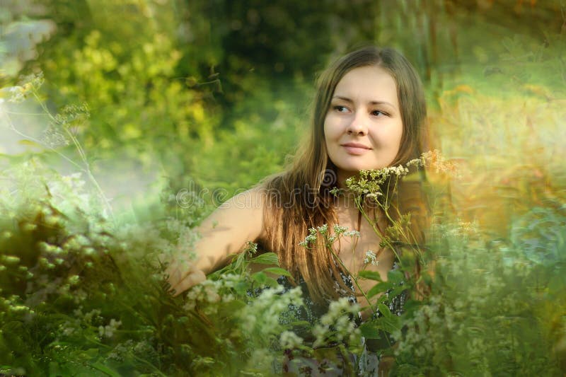 Girl In A Field Of Tall Grasses Stock Image Image Of Female Action 25536973