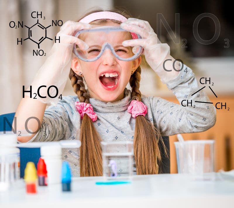 Girl with Flasks for Chemistry Stock Image Image of cute, elementary