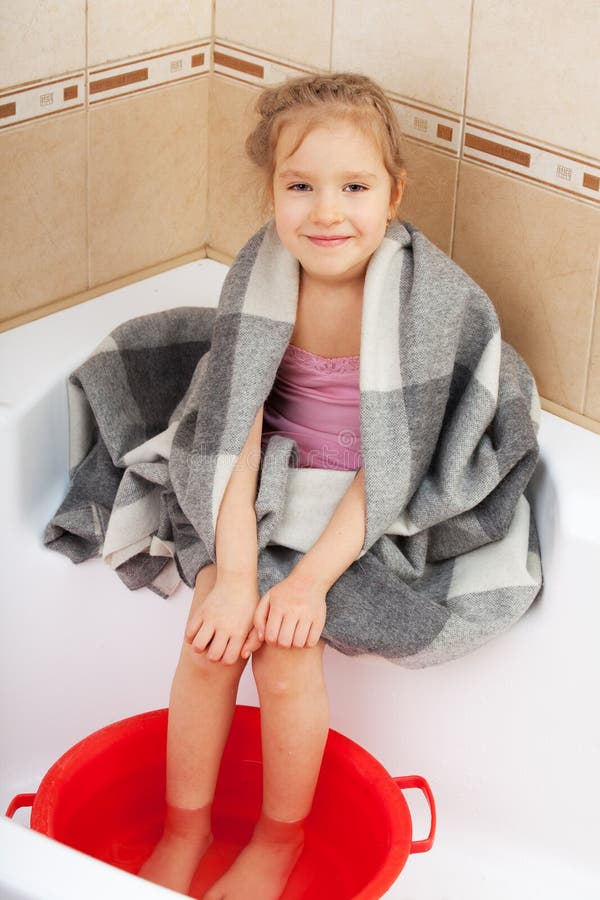 Girl Floating Feet In Hot Water Stock Image Image of small, person 23271505