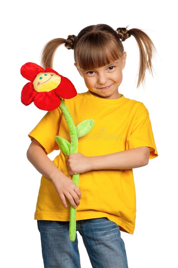 Girl with flower stock photo. Image of childhood, lovable 31160486