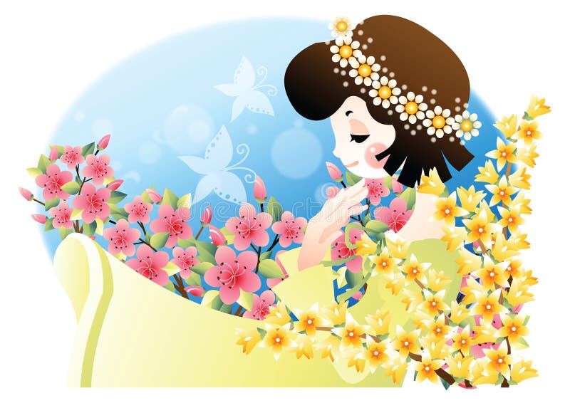 Girl with flower crown. Vector illustration decorative design royalty free illustration