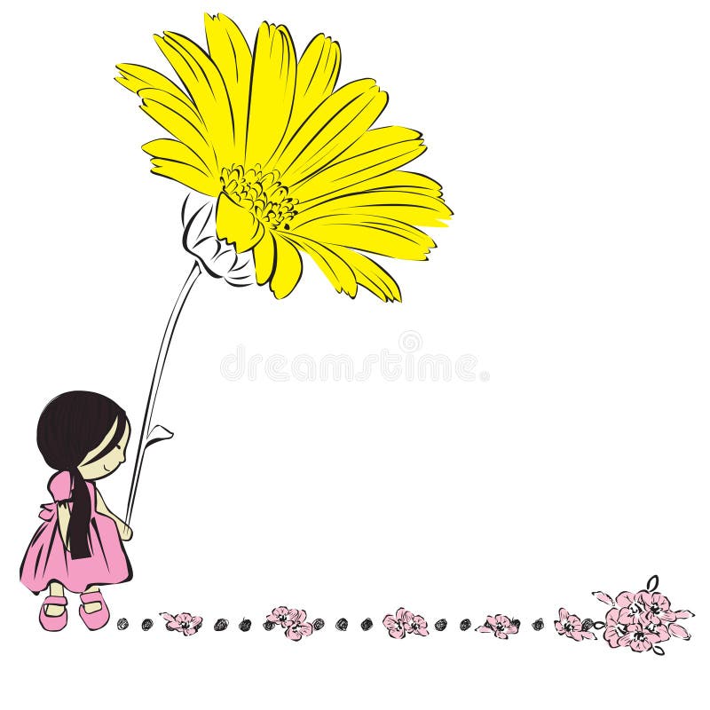 Stylized girl with a flower on a white background. Stylized girl with a flower on a white background