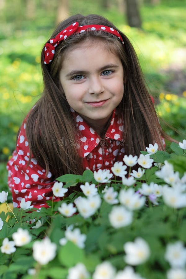 Girl in flowers stock image. Image of hair, beauty, happy 10598921