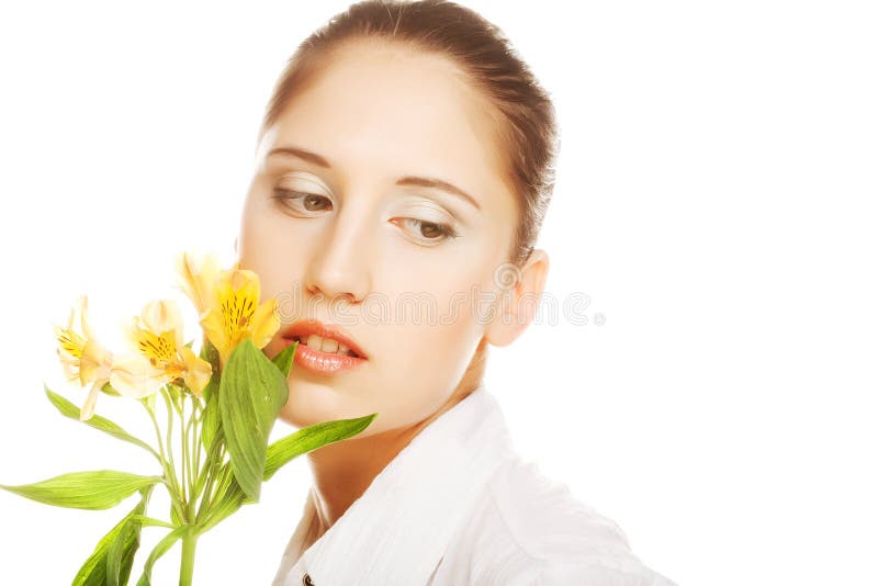 Girl with flowers stock photo. Image of healthy, medicine 12018016