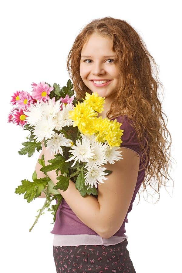 Boy giving mother flowers stock image. Image of family 9643505