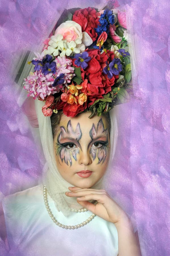 Girl with a Flowers on Her Head Stock Image Image of carnival
