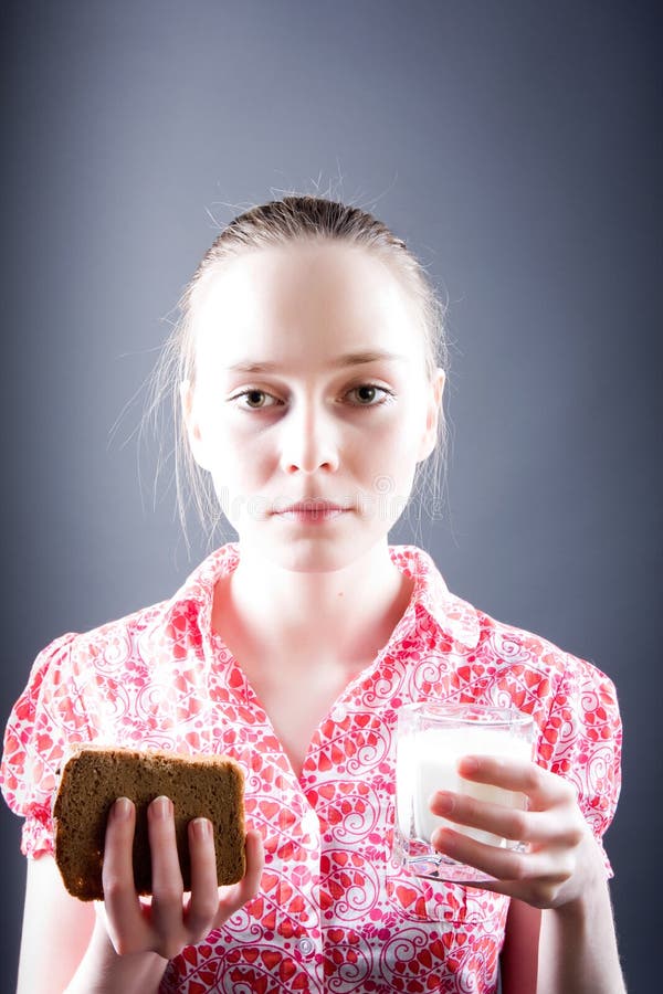 Girl with food royalty free stock image