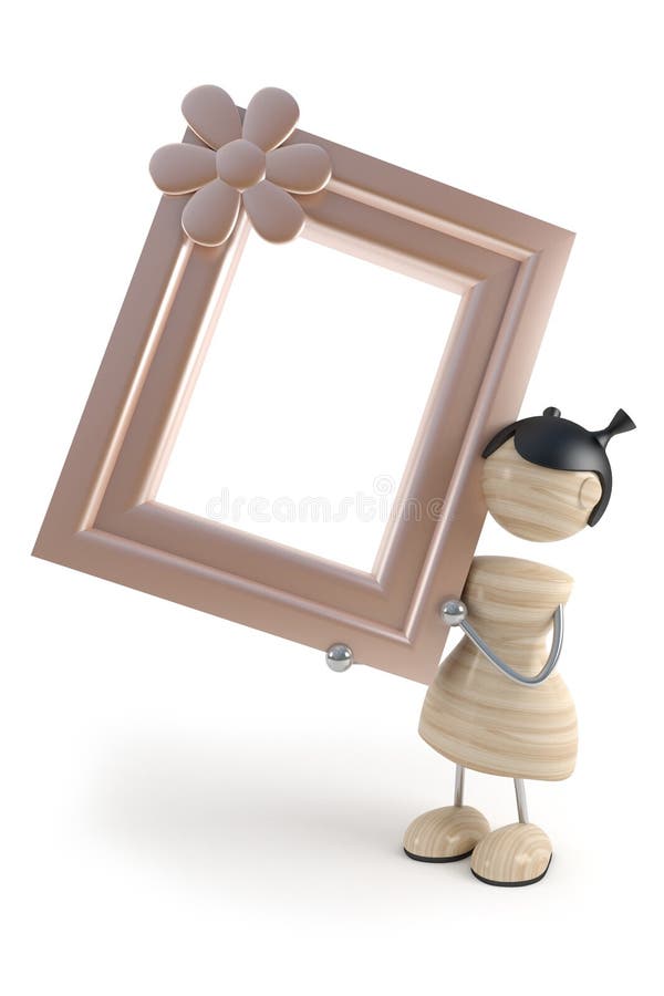 Girl and frame in white background