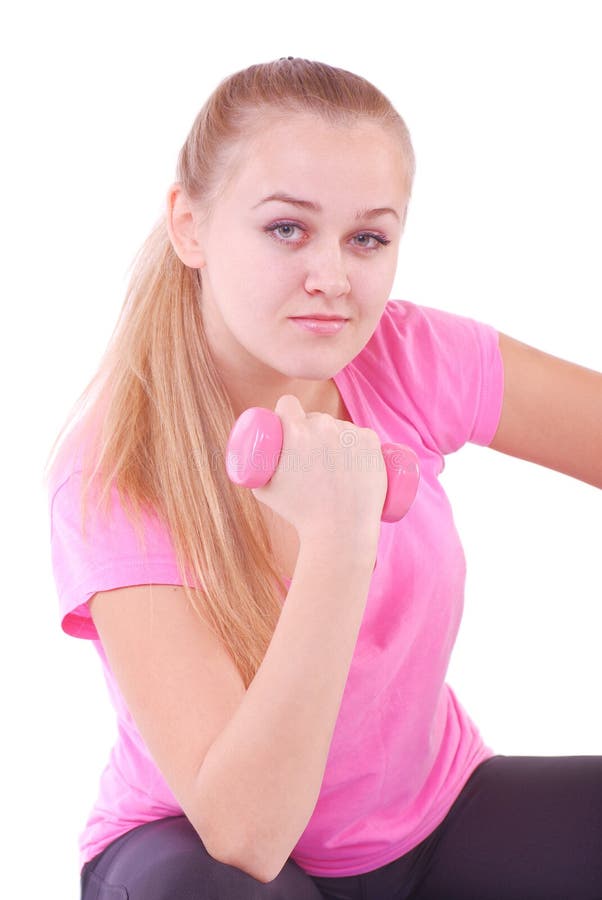 Girl With Free Weights In Gym Stock Image Image Of Equipmant Figure 22443853