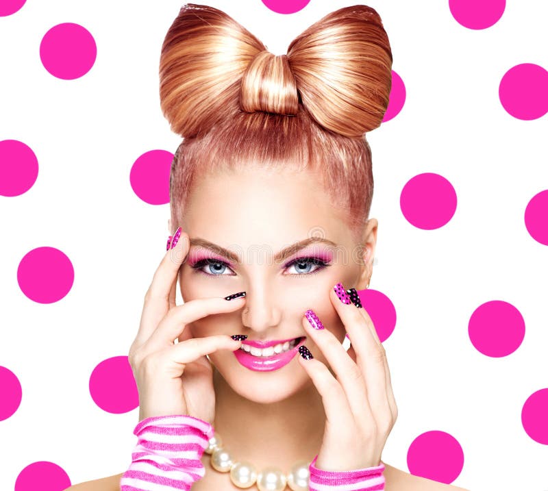 Girl with funny bow hairstyle stock photography Girl with funny bow hairstyle stock photography