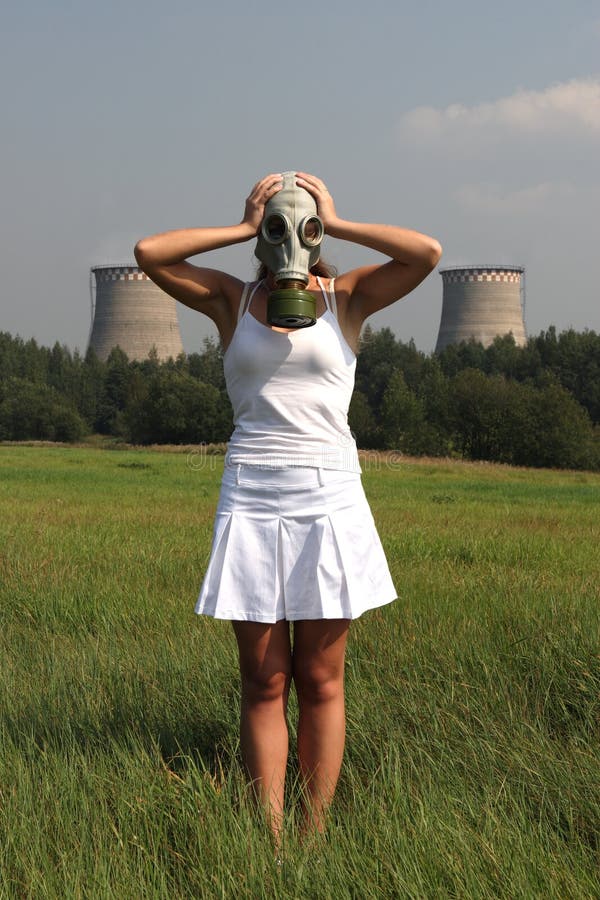 Girl in a gas mask stock photo. Image of refineries, respirator 2989470