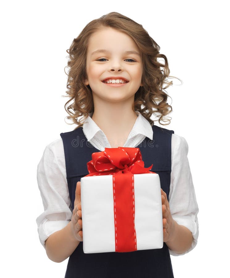 Girl with gift box stock image. Image of gift, birthday - 36914877