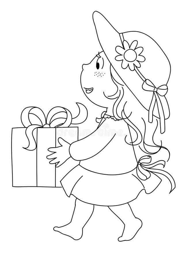 Girl with gift vector stock illustration
