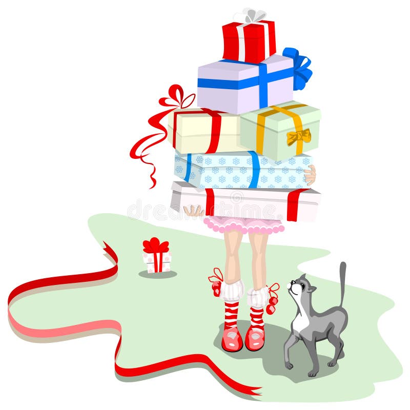 Girl with gifts royalty free illustration Girl with gifts royalty free illustration