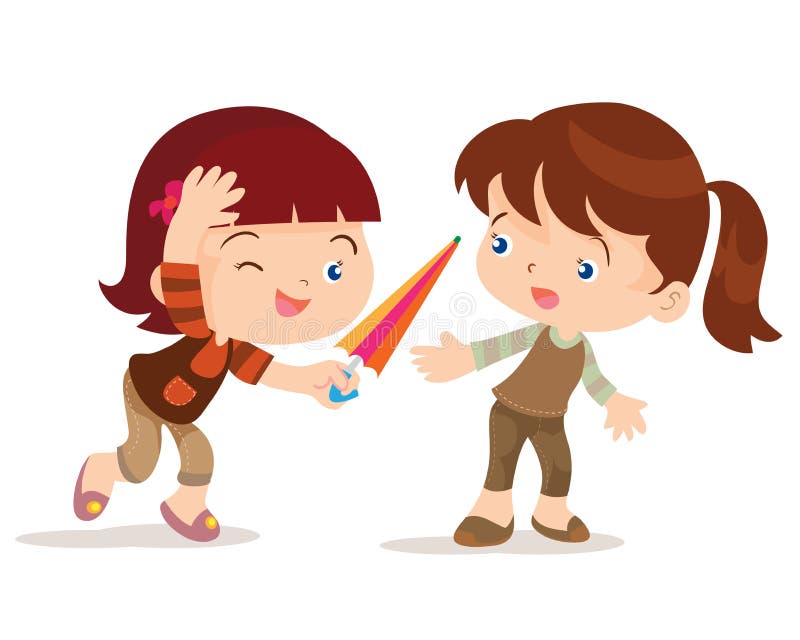 Download Girl Give Umbrella Friend Stock Vector - Image: 66480265