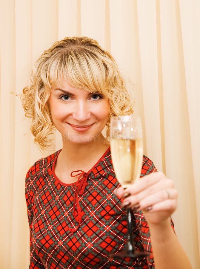 Girl with a glass of champagne