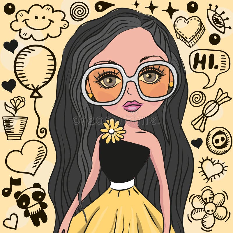 Girl with glasses stock vector. Illustration of design 52055054