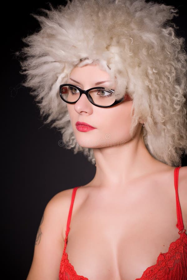 Girl in glasses and furry hat