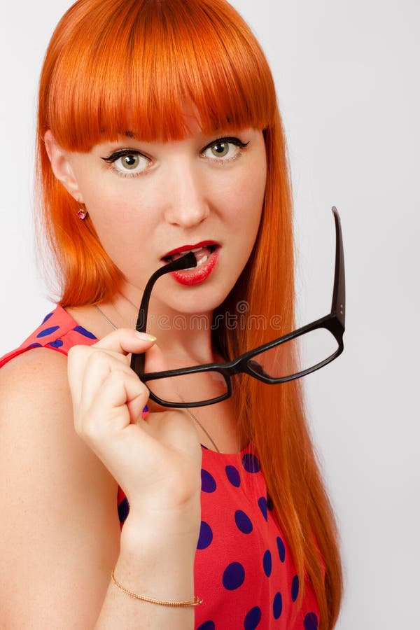 Funny Red Haired Girl In Glasses Stock Image Image Of Caucasian
