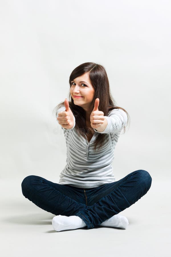 Girl on a gray background