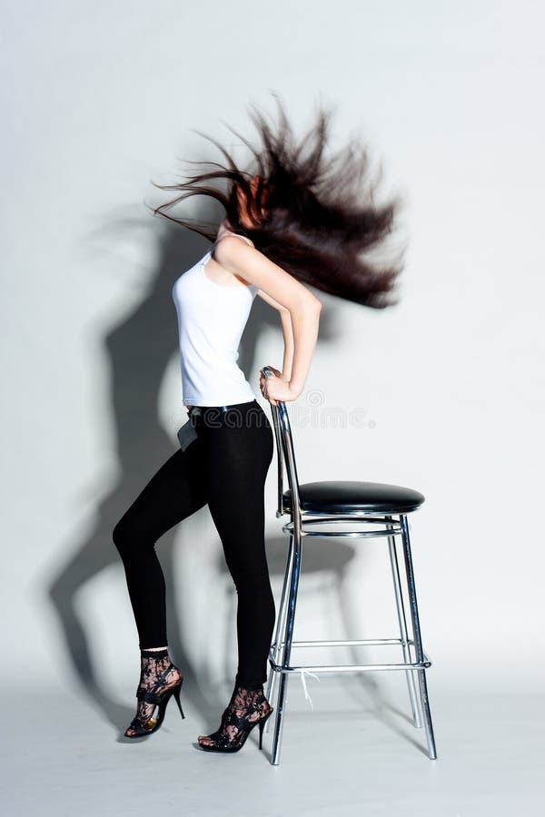 Girl on a gray background