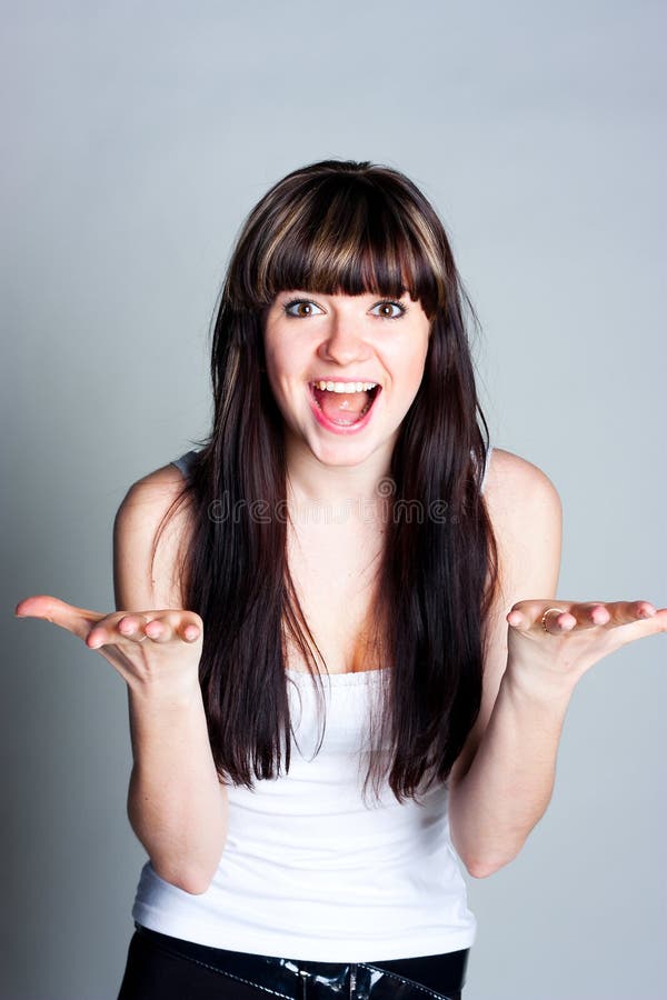 Girl on a gray background