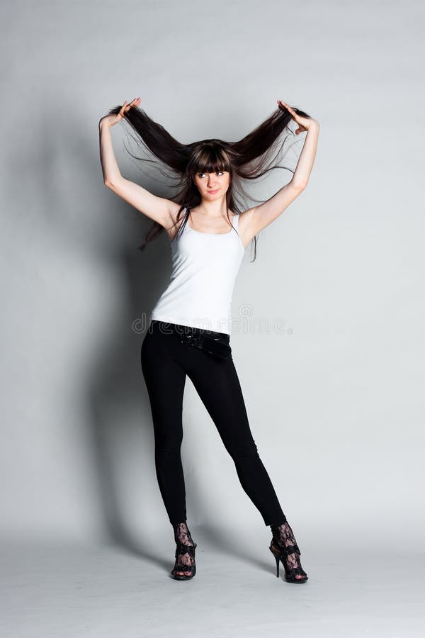 Girl on a gray background