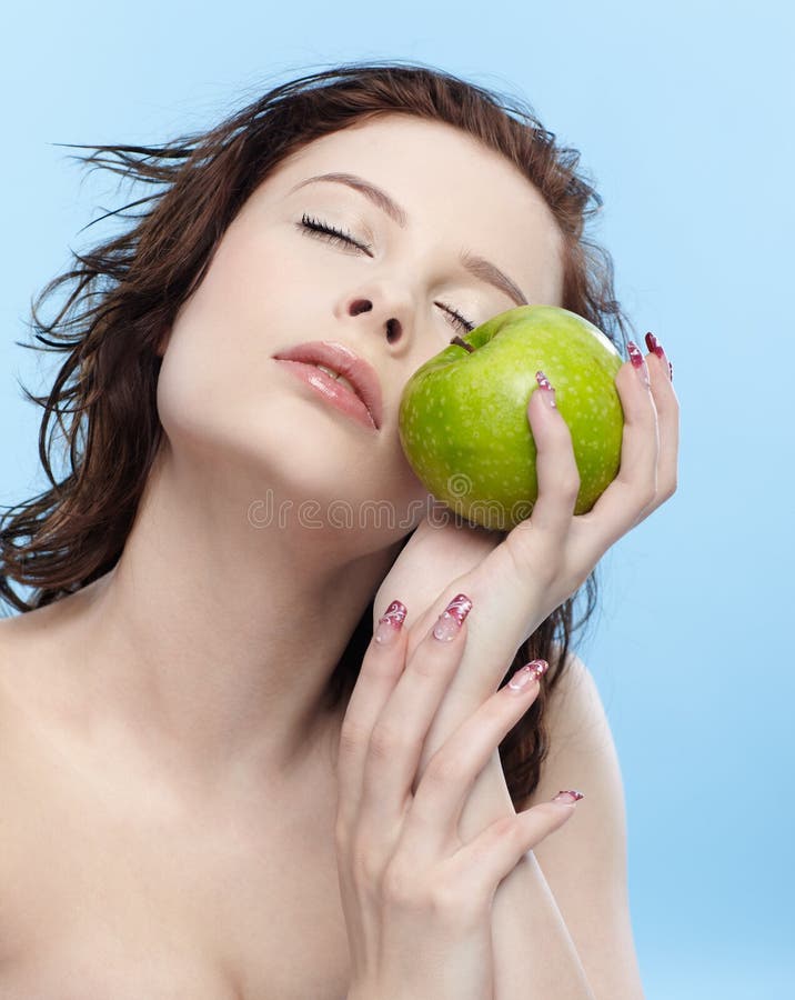 Girl with green apple