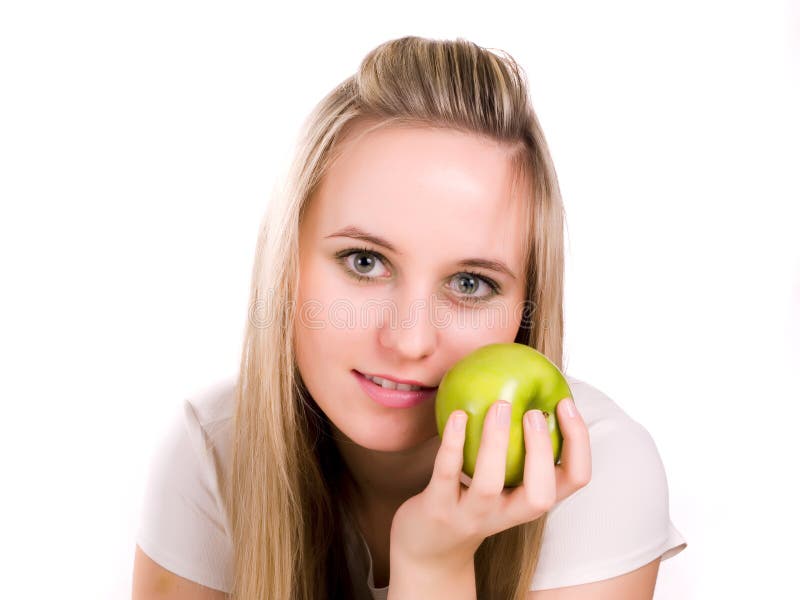 Girl with green apple in hand