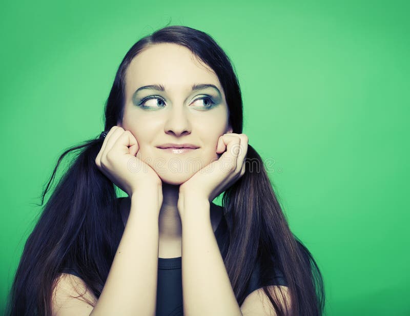 Girl on green background stock image. Image of lifestyle 10808369
