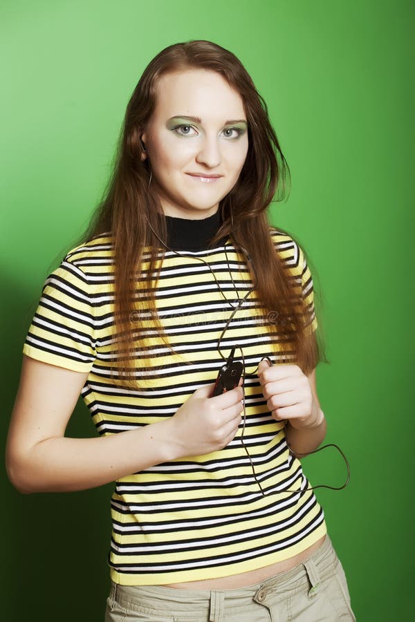 Girl on green background stock photo. Image of head, lady 11095966