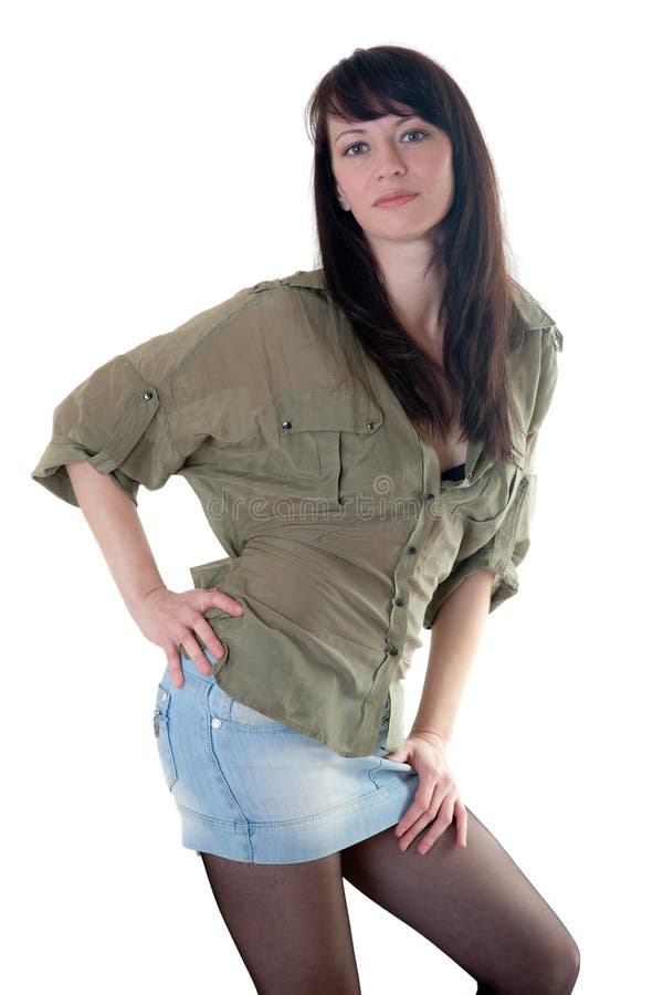 The girl in a green shirt stock image. Image of model - 20297525