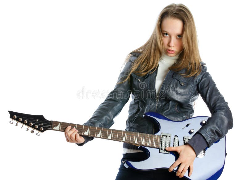Girl with guitar stock image. Image of beautiful, instruments 20701543