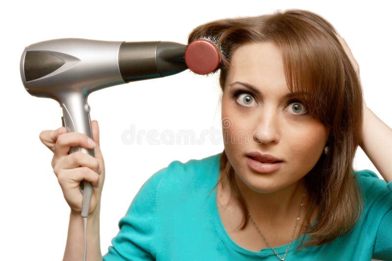 The girl and hair drier