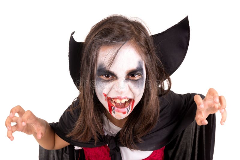 Girl in Halloween Vampire Costume Stock Image - Image of costume, face ...