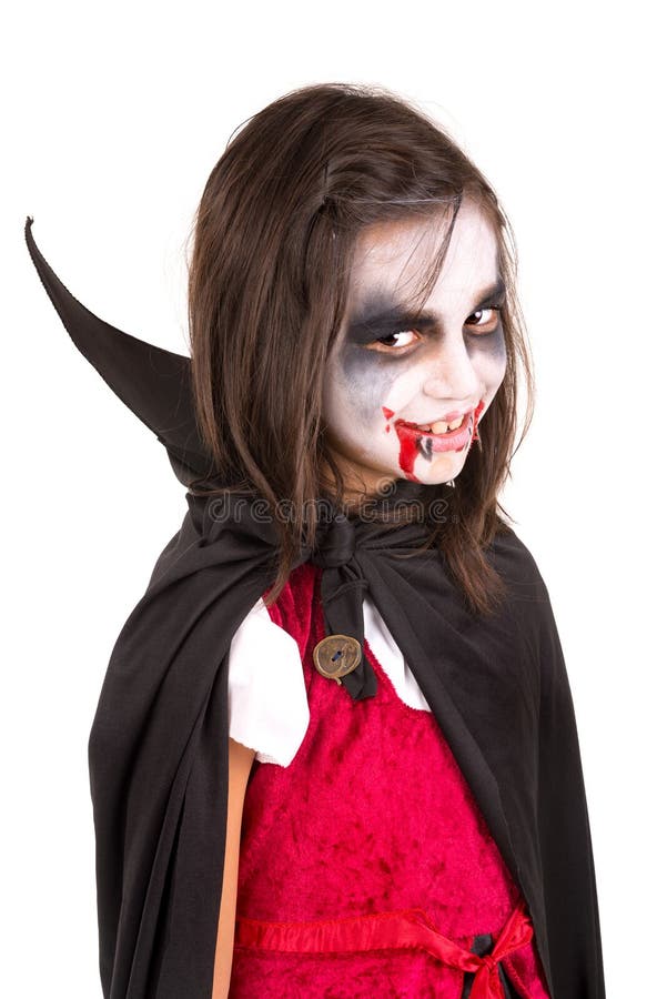 Girl in Halloween Vampire Costume Stock Photo - Image of paint, people ...