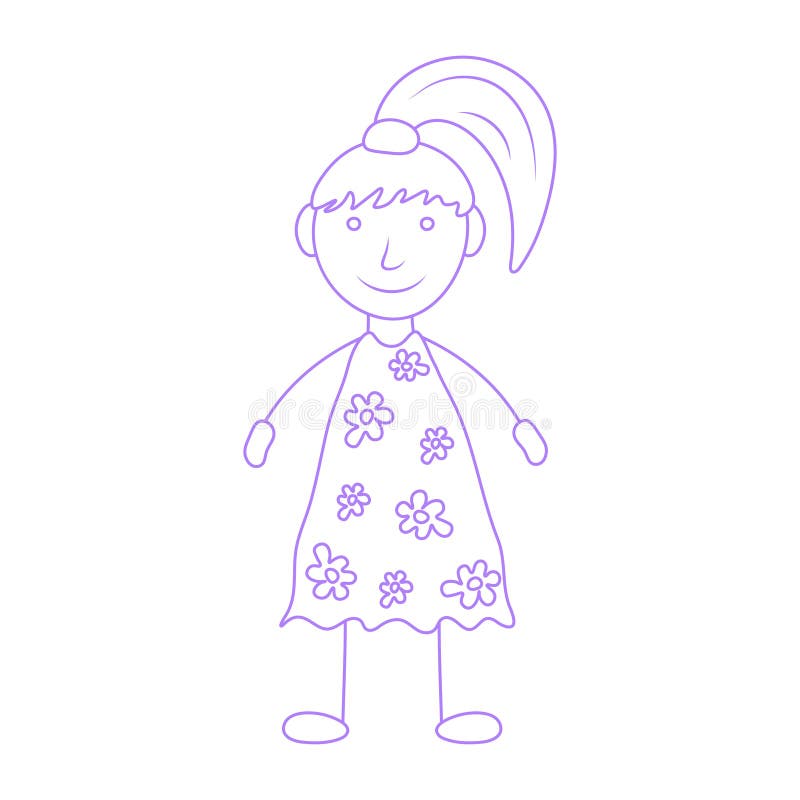 Girl in hand drawn style , kid\'s drawing. Vector illustration. Girl in hand drawn style , kid's drawing. Vector illustration stock illustration Girl in hand drawn style , kid\'s drawing. Vector illustration. Girl in hand drawn style , kid's drawing. Vector illustration stock illustration