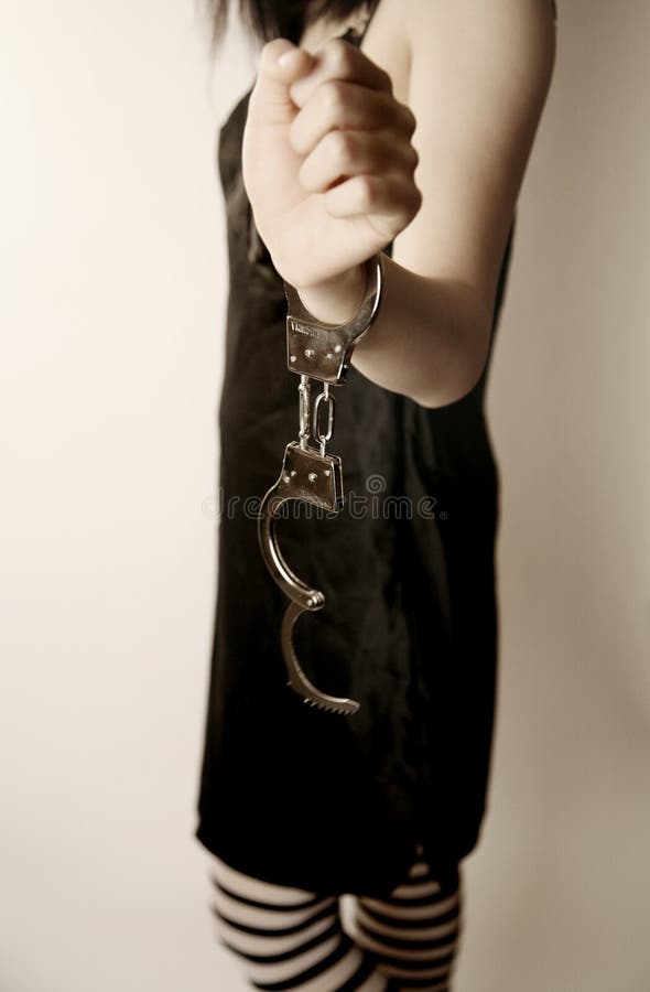 Girl in handcuffs stock image. Image of girl, felon, freedom 2393893