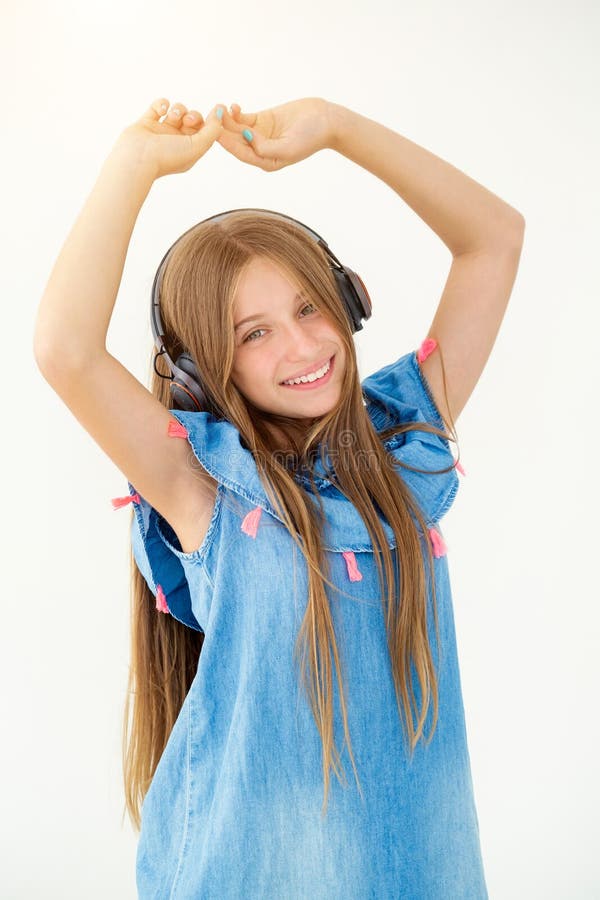 Girl With Hands Above Her Head Stock Image Image Of Indoors Girl 