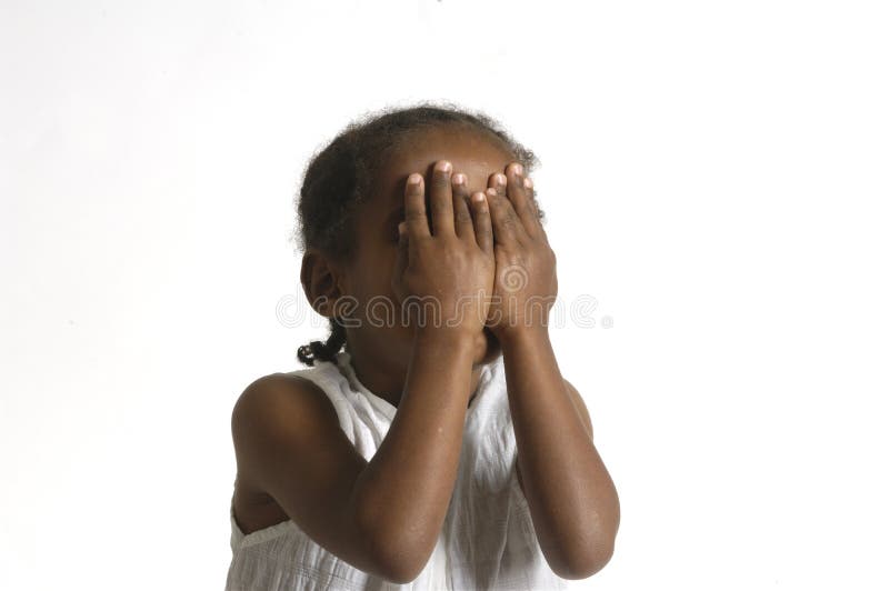 Girl with hands of face stock image. Image of beauty 128418153